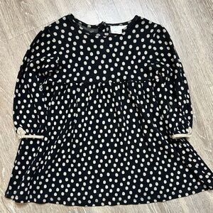 Zara Black and Cream Polka Dot Dress 4/5T Girls
